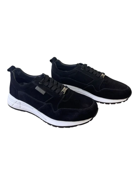 Erkek Süet Deri  Siyah Spor Ayakkabı - Resim 3