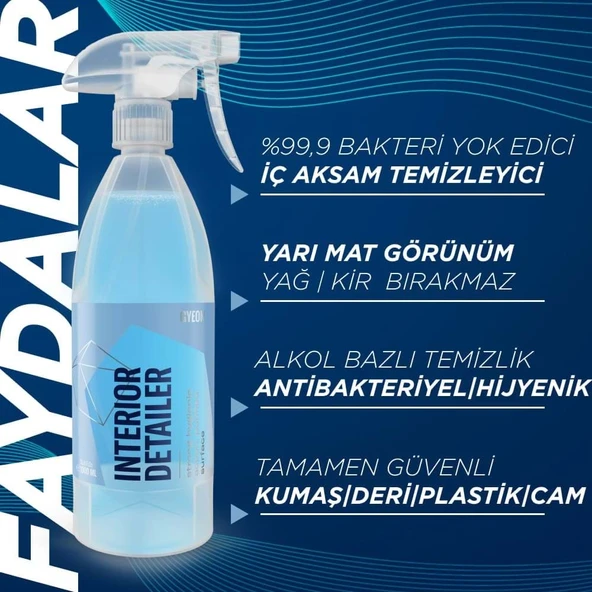 GYEON Q²M İnteriorDetailer Araç İçi Bakteri Virüs Temizleyici - 500 ml -Alkol Bazlı Dezenfektan - 3