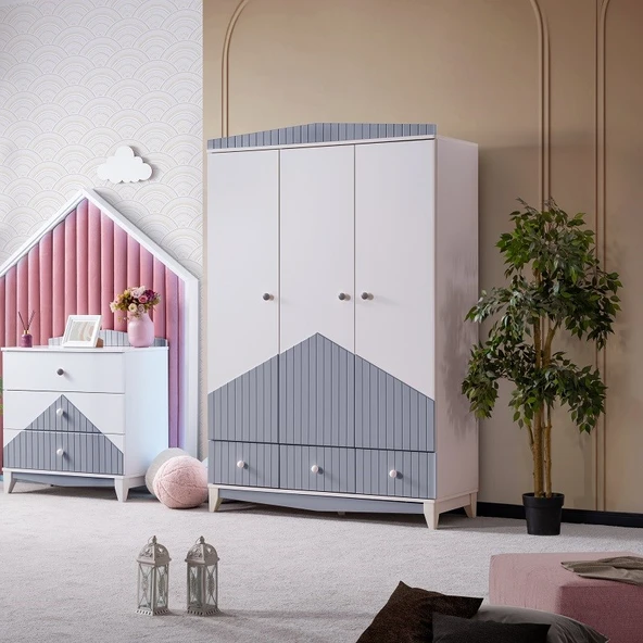 FETHİYE BEBEK ODASI TAKIMI - BEYAZ GRİ - 2