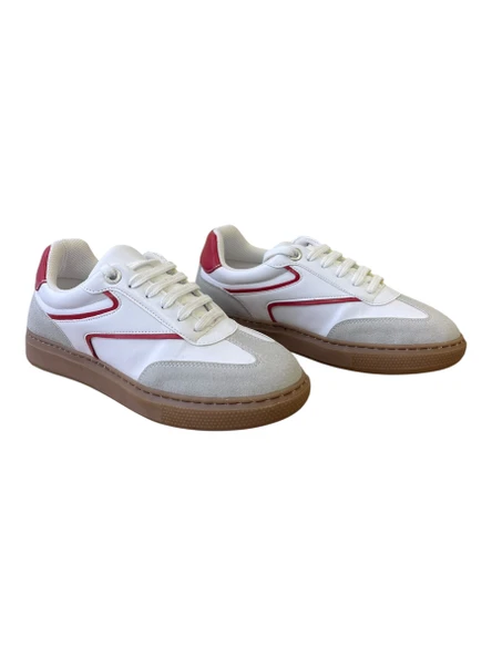 Kadın Kırmızı Beyaz Sor Ayakkabı - Resim 3