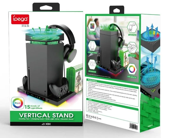 XBOX SERİES X UYUMLU ŞARJLI FANLI RGB Lİ DİKEY STAND İPEGA PG-XBX024S - Resim 5