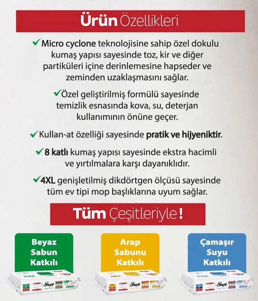 Sleepy Mopa Uyumlu Beyaz Sabunlu Islak Mendil 50'li x 3 ve ROSIE - Resim 5