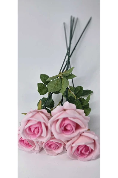 Yapay Kadife Gül 10 Adet Açık Pembe 50 cm VazoDekor Gelin Çiçeği ev Süsü - 3