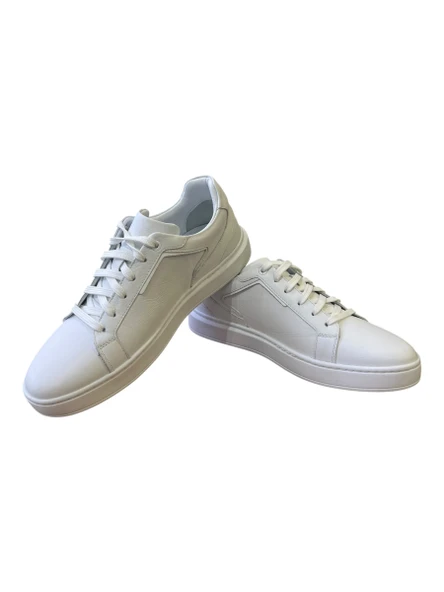 Erkek Beyaz Deri Spor Ayakkabı - Resim 3