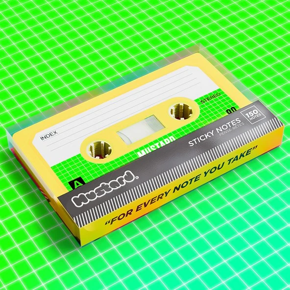 Mustard Kaset Sticky Not Kağıdı - Resim 3