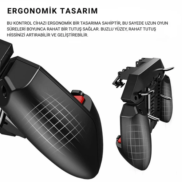 Polham 1200mAh Şarjlı Telefon Soğutucu ve Oyun Kolu, 6 Parmak Mobil Oyun Konsolu, Tüm Telefonlara Uyumlu - 10