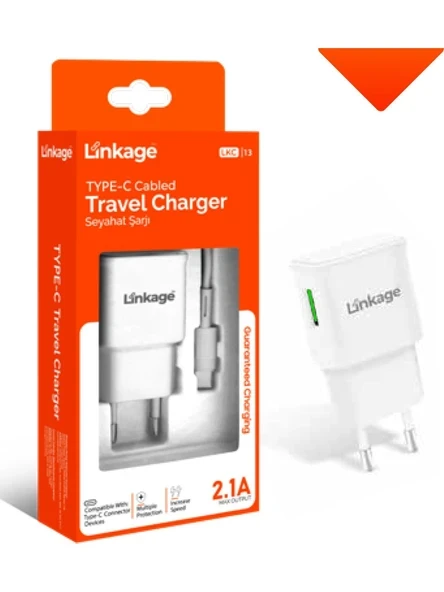 Linkage 1mt Type-C Şarj Kablosu 2.1A 1XUSB Duvar Şarj Başlığı LKC-13 ürün görseli 1