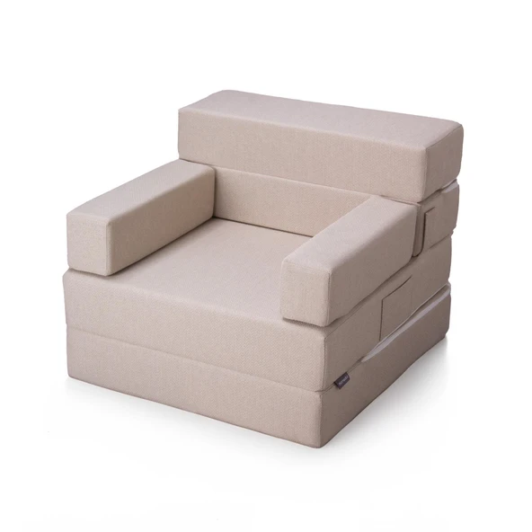Homedius Melisa Tek Kişilik Katlanır Yatak Katlanır Koltuk Bej Tek - 4