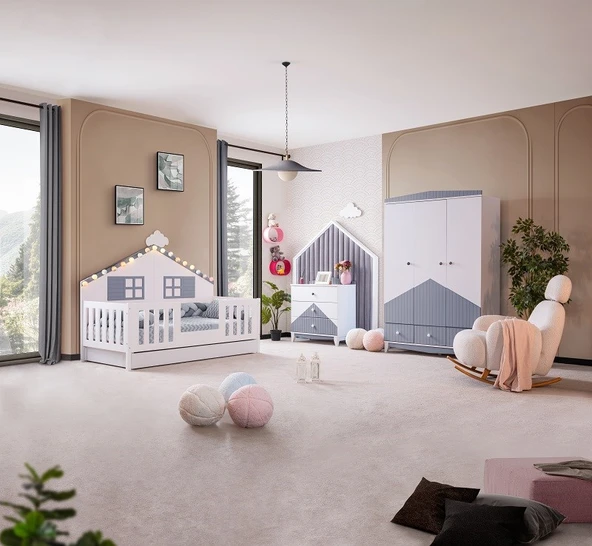 FETHİYE BEBEK ODASI TAKIMI - BEYAZ GRİ