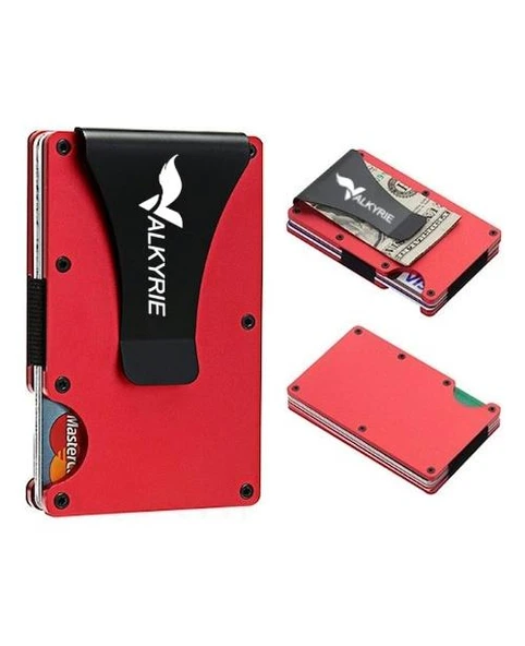 Valkyrie RFID Korumalı Alüminyum Metal 20 Kart Kapasiteli İnce Hafif Güvenli Kartlık Kırmızı - 2