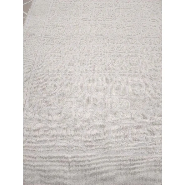 Pamuklu Bukle Lüks Kilim (140x200)-Spiral Düz Krem - 2