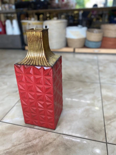 METAL KIRMIZI VAZO 50*18 cm - 4