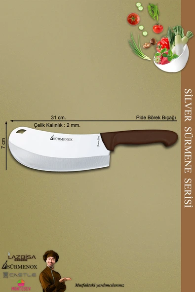 Sürmene Silver Serisi Kahve Sap Mutfak Bıçak Seti Pide Börek Pizza Salata Bıçağı (srm-032) - 2
