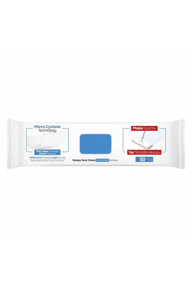 Sleepy Easy Clean Beyaz Sabun + Çamaşır Suyu Katkılı Mopa Uyumlu Yer Temizlik Havlusu 2x50 100 Yaprak - Resim 8