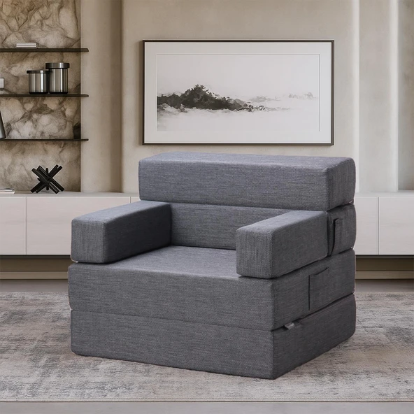 Homedius Melisa Tek Kişilik Katlanır Yatak Katlanır Koltuk Bej Tek - 9