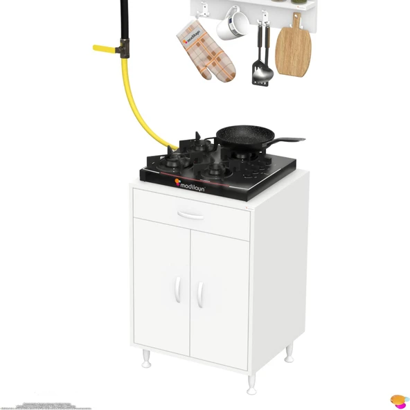 Modilayn QPLAS (M) Set Ocak Altı Dolap 60x88x56 cm Çekmeceli, Kapaklı 2 Göz Raf Bölmeli - 9