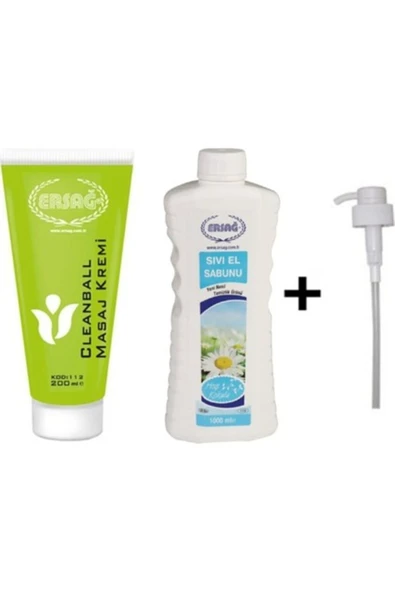 Ersağ Cleanball Masaj Kremi 200 Ml & Sıvı El Sabunu + Pompa - 1