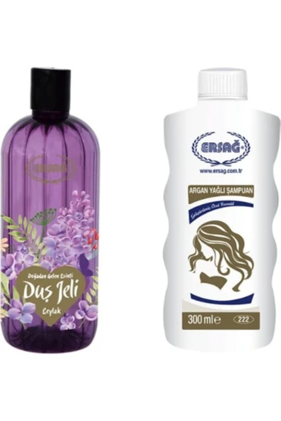 Ersağ Leylak Duş Jeli 500 ml Argan Yağlı Şampuan 300 ml