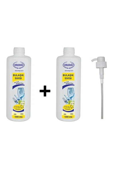 Ersağ Bulaşık Sıvısı (Elma Kokulu) 1000 ml Bitkisel Ürün Pompalı - 1