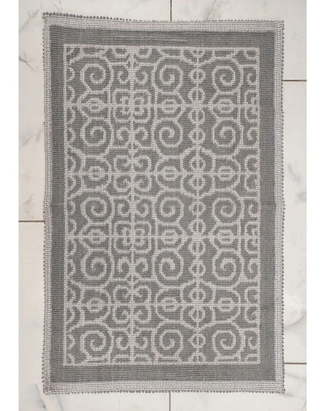 2 ADET Pamuklu Bukle Lüks Kilim (80x125)-Spiral Gri - 2