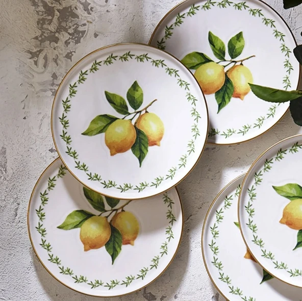 Fecra Lemone 6 Parça Pasta Tabağı Seti - 4