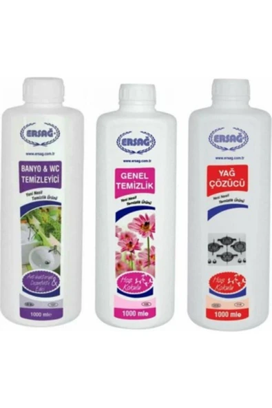 Ersağ Genel Temizlik + Banyo Wc + Yağ Çöz 3'lü Set x 1000 ml - 1