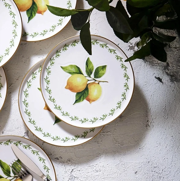 Fecra Lemone 6 Parça Pasta Tabağı Seti - 3