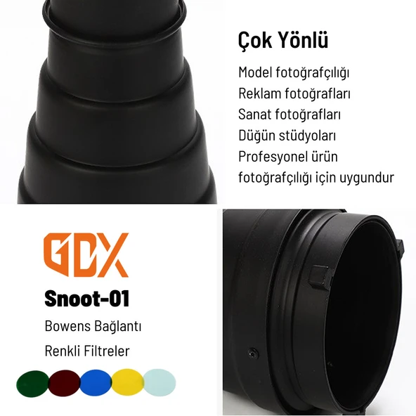 Gdx SN-01 120mm Çaplı Petekli Snoot Bowens Adaptörlü Stüdyo Flaş Aksesuarı - 3