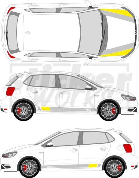 Vw Polo Wrc Sticker Seti - WRC Kaput Şerit - WRC Yan Şerit - 4
