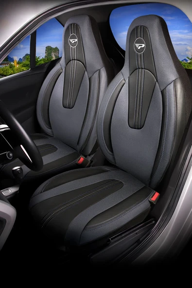 Panda Kılıf PANDA S SERİSİ DERİ KUMAŞ ORTOPEDİK DESTEKLİ OTO KOLTUK KILIFI - ÖN İKİ - Resim 10