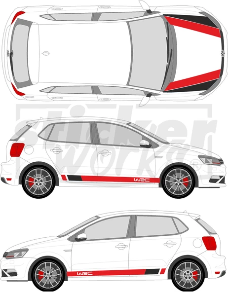 Vw Polo Wrc Sticker Seti - WRC Kaput Şerit - WRC Yan Şerit - 12