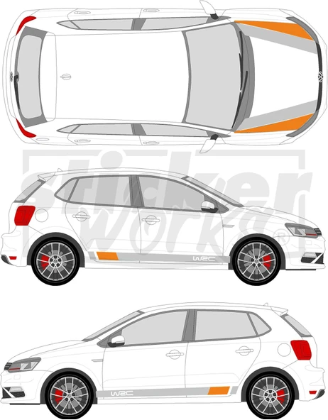 Vw Polo Wrc Sticker Seti - WRC Kaput Şerit - WRC Yan Şerit - 6