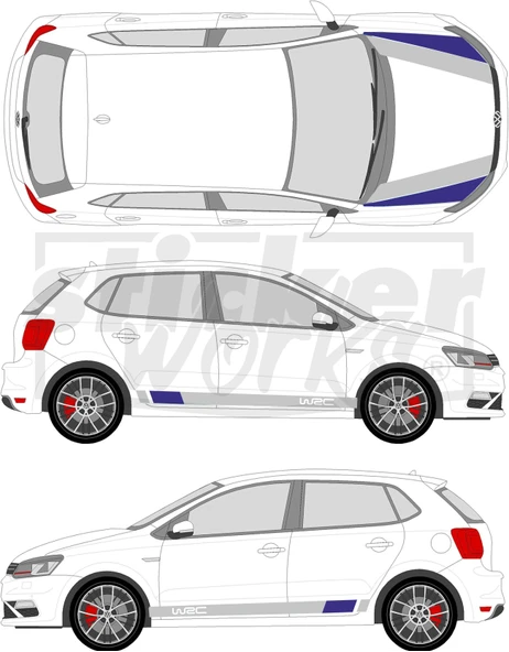 Vw Polo Wrc Sticker Seti - WRC Kaput Şerit - WRC Yan Şerit - 9