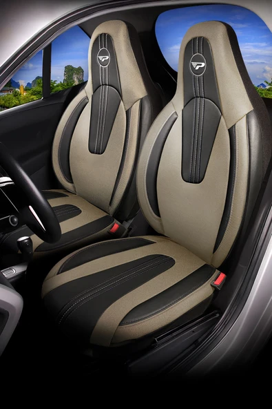 Panda Kılıf PANDA S SERİSİ DERİ KUMAŞ ORTOPEDİK DESTEKLİ OTO KOLTUK KILIFI - ÖN İKİ