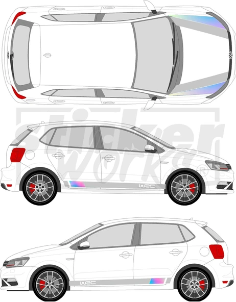 Vw Polo Wrc Sticker Seti - WRC Kaput Şerit - WRC Yan Şerit - 2
