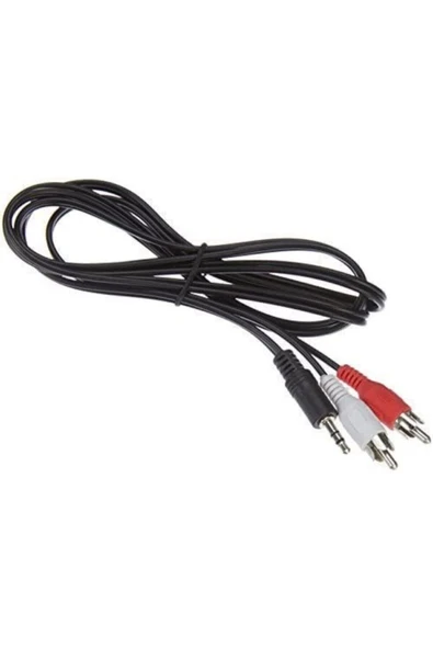 Kısmet 1.5 Metre Siyah Stereo To Rca Kablo 2+1 - 5+1 Bilgisayar Pc Ses Kablosu 3.5 Mm Jak Renkli Kablo