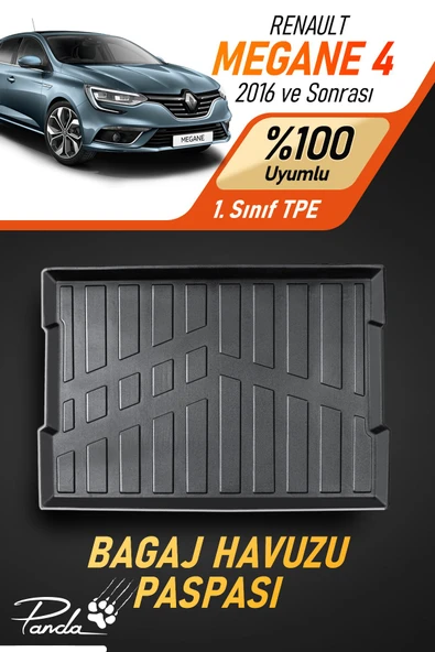 Panda Kılıf RENAULT MEGANE 4 ÇİFT KULAK 2016 SONRASI 4D HAVUZLU BAGAJ HAVUZU