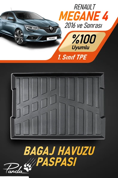Panda Kılıf RENAULT MEGANE 4 HATCBACK 2016 SONRASI 4D HAVUZLU BAGAJ HAVUZU ürün görseli