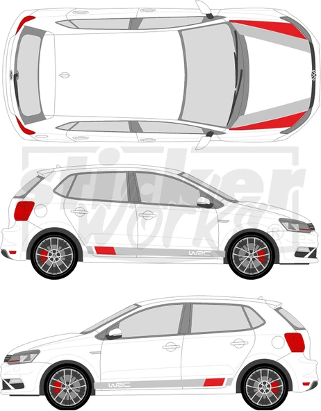 Vw Polo Wrc Sticker Seti - WRC Kaput Şerit - WRC Yan Şerit - 8