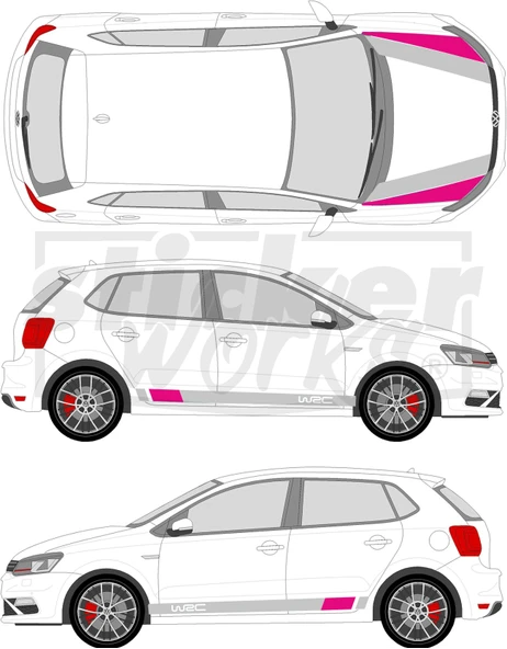 Vw Polo Wrc Sticker Seti - WRC Kaput Şerit - WRC Yan Şerit - 3