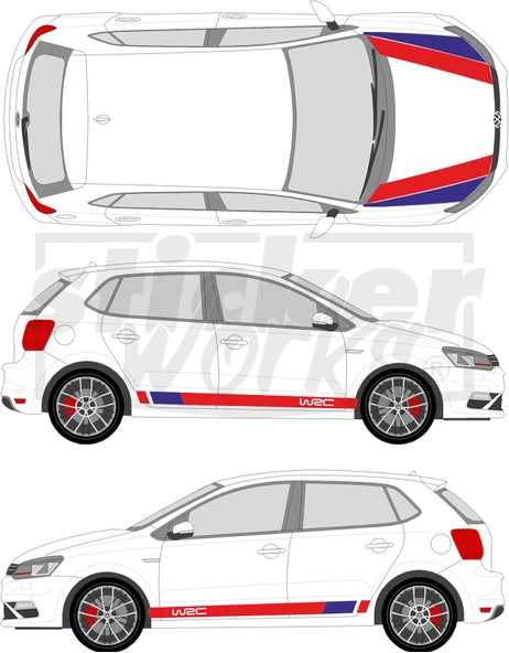 Vw Polo Wrc Sticker Seti - WRC Kaput Şerit - WRC Yan Şerit - 11