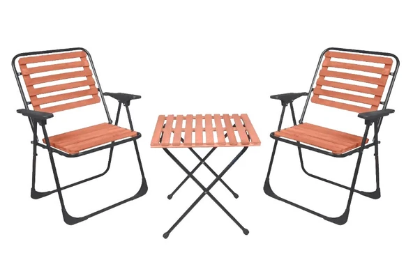Perilla Ahşap Katlanır Bistro Piknik Bahçe Seti 2+1 (TEŞHİR)