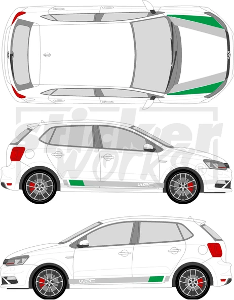 Vw Polo Wrc Sticker Seti - WRC Kaput Şerit - WRC Yan Şerit - 7