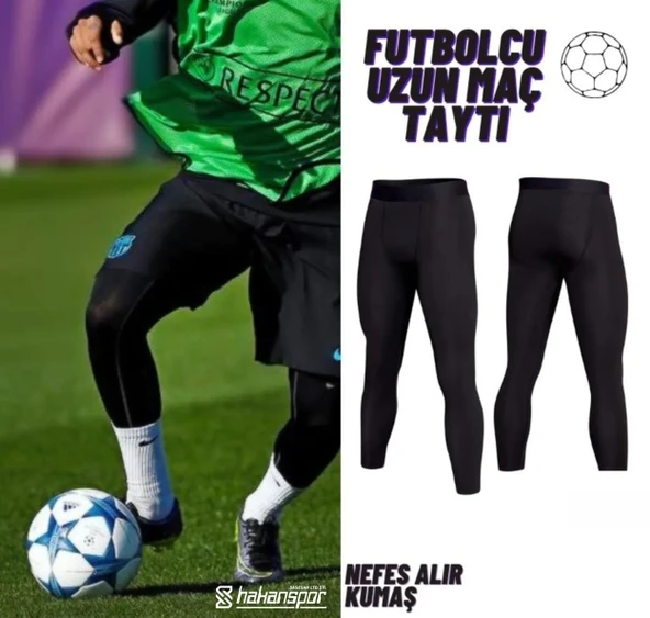 FUTBOL ERKEK UZUN TAYT PANTOLON SİYAH CEPSİZ