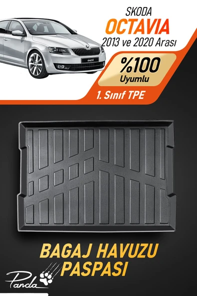 Panda Kılıf SKODA OCTAVIA 2013 - 2020 ARASI 4D HAVUZLU BAGAJ HAVUZU