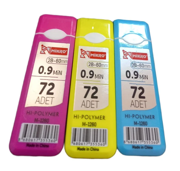 Mikro M-1260 Hi Polymer 60 mm 2B 0.9 Kalem Ucu 72 Li 3 Tüp - 4