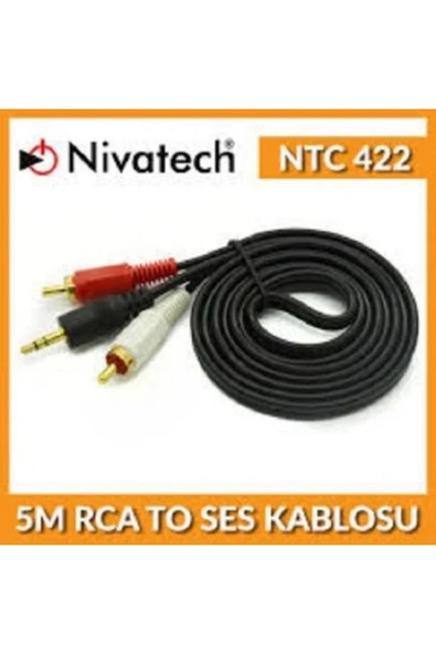 NIVATECH 5 Metre 3.5mm Erkek 2rca Stereo Aux Kablo - 2