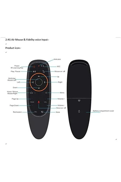 FRANKEVER Android-Windows-Linux-TV Box-Mac OS Uyumlu 2.4 Ghz Ses Komutlu Wireless Air Mouse Uzaktan Kumanda ürün görseli 1