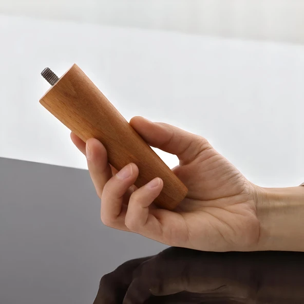 8 Adet Ahşap Ayak 12 Cm Açık Meşe M8 Civatalı Bağlantı Aparatlı Dolap Mobilya Koltuk Kanepe Destek Ayağı Ayakları - Resim 2