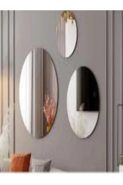 Dekoratif 3'lü Oval Ayna 40 Cm